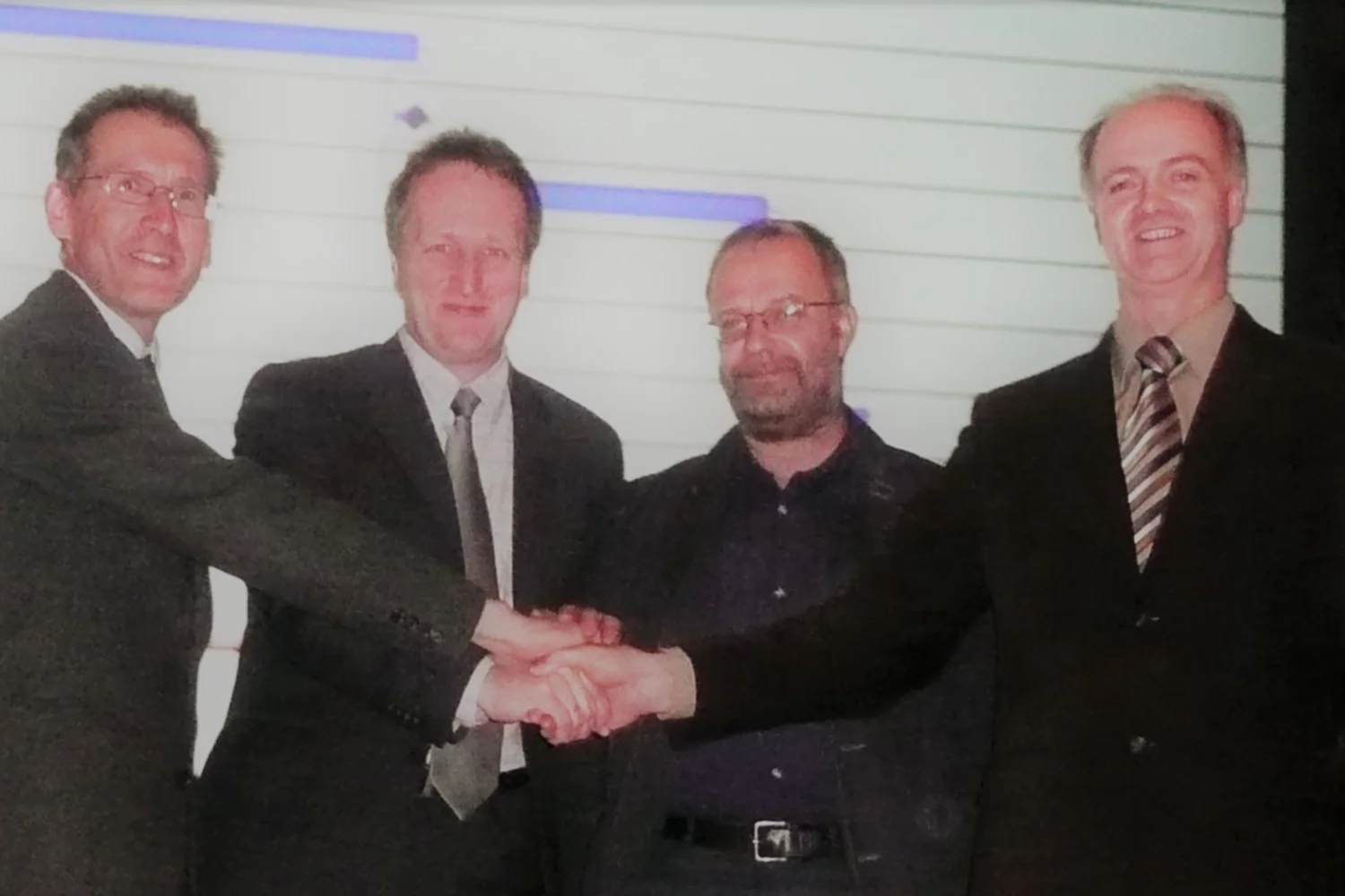 Obmann Müllner, Josef Wallenberger und Gerhard Linhard (GU) und Projektleiter Bruckner bei der Kick-Off Veranstaltung von "Wohnen im Waldviertel" in Waidhofen an der Thaya