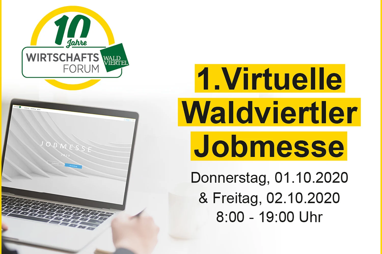 Inserat 1. virtuelle Waldviertler Jobmesse von 2. bis 3. Oktober 2020