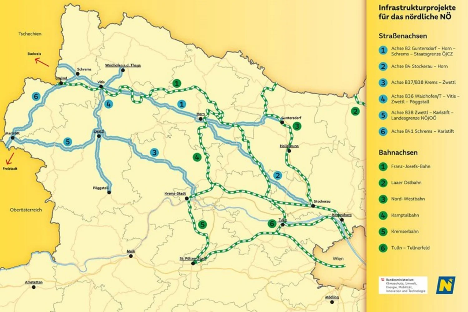 Infrastrukturprojekte im nördlichen Niederösterreich bis 2035 © Land NÖ