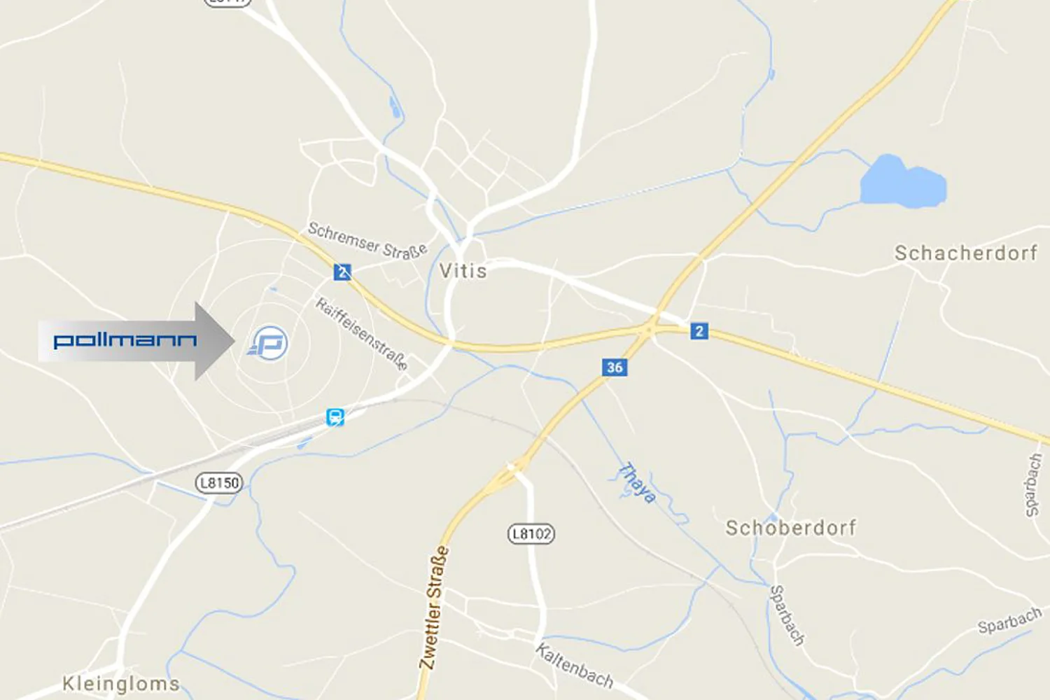 Lage neuer Produktionsstandort Pollmann in Vitis